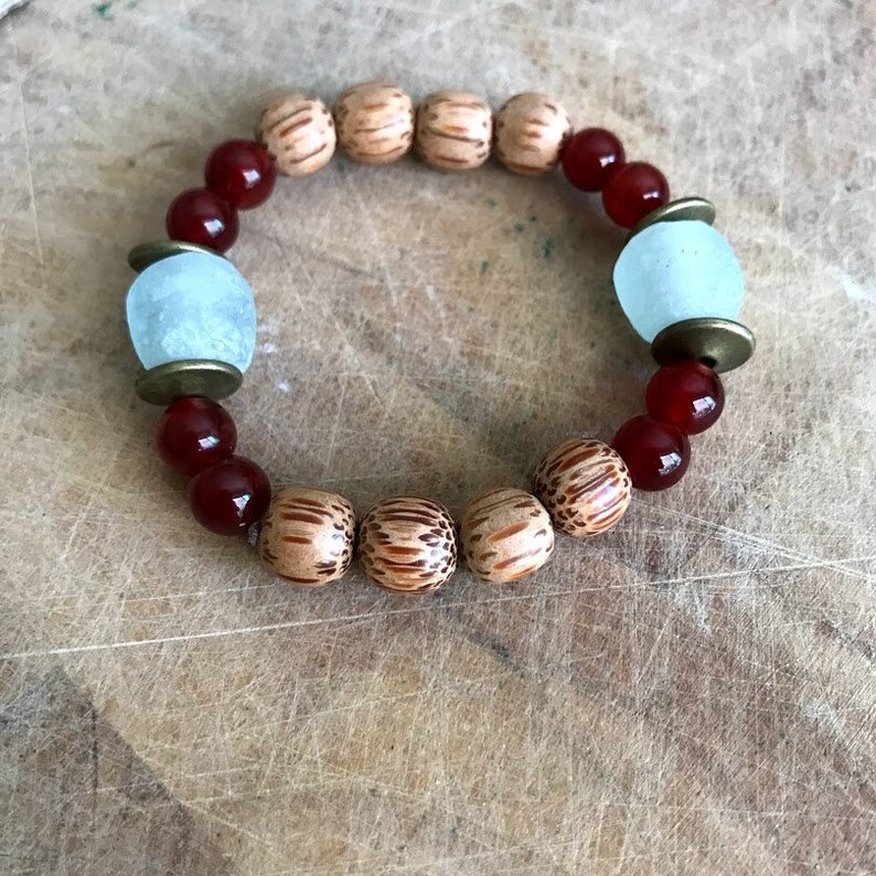 Boho Statement bracelet Elastic Gemstones bracelet Birthstone jewelry Beaded Stacking Bracelet Chunky bracelet Carnelian bracelet