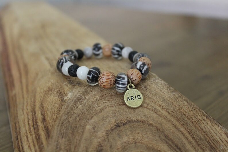 Bohemian necklace Beaded Gemstones Black/&white set Bohemian bracelet Monochrome jewelry Chunky Bohemian jewelry Bohemian jewelry set