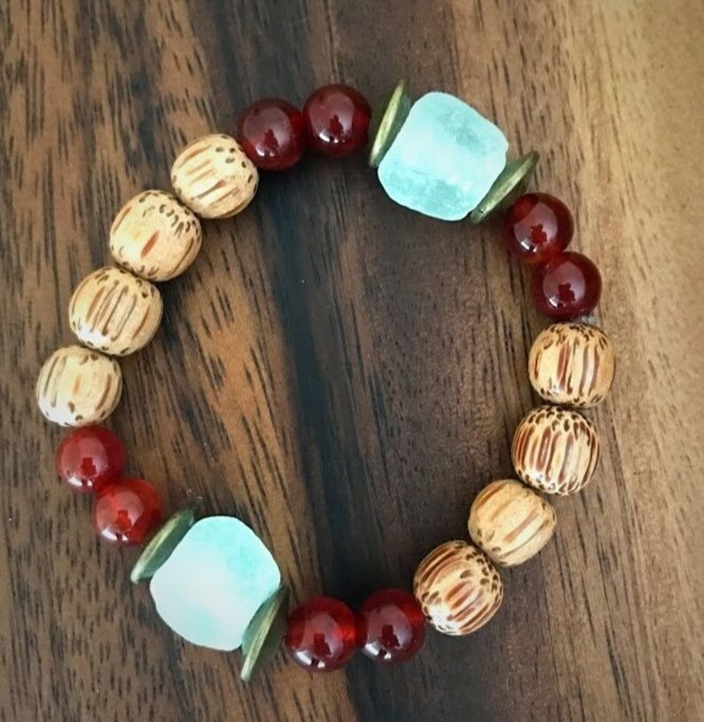 Boho Statement bracelet Elastic Gemstones bracelet Birthstone jewelry Beaded Stacking Bracelet Chunky bracelet Carnelian bracelet