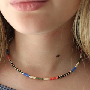 Boho Seed Bead Choker: Handmade Multicolor Necklace