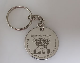 Personalized Keychain for first time Mom or Dad, Birth Stats Key Chain, Custom Keychain