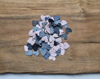 Recycled Denim Confetti Hearts , Wedding Decorations, Shabby Chic, Junk Journals Embellishment, Journal Decor, Small Craft Projects Supplies