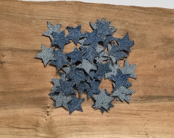 Recycled Denim Confetti Stars, Wedding Decorations, Shabby Chic, Junk Journals Embellishment, Journal Decor, Small Craft Projects Supplies