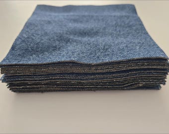 Recycled Denim Fabric Squares, Quilting Patch, Shabby Chic, Junk Journals Embellishment, Small Craft Projects Supplies, Patchwork Supplies