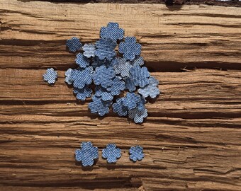 Recycled Denim Confetti Flowers, Wedding Decorations, Shabby Chic, Junk Journals Embellishment, Journal Decor, Small Craft Projects Supplies