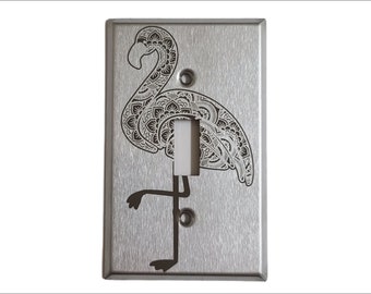 Decorative Engraved Metal Switch Plate Cover | Stainless Steel Wall Plates | Mandala Outlet Cover | Nursery Decor | Flamingo Home Decor