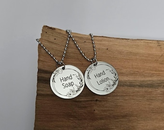 Floral Stainless Steel Tags,  Soap Labels, Decanter Tag, Dish Soap Label, Lotion Label, Bathroom Tags, Stocking Stuffer, Minimalist Gift