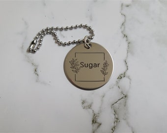 Square Floral Stainless Steel Tags | Soap Labels | Decanter Tag | Dish Soap Label | Lotion Label | Kitchen Tags | Bathroom Tags