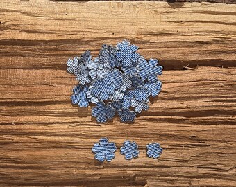 Recycled Denim Confetti Flowers, Wedding Decorations, Shabby Chic, Junk Journals Embellishment, Journal Decor, Small Craft Projects Supplies