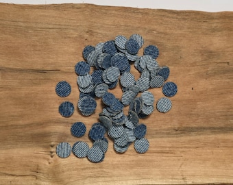 Recycled Denim Confetti Circles, Wedding Decorations, Shabby Chic, Junk Journals Embellishment, Journal Decor, Small Craft Projects Supplies