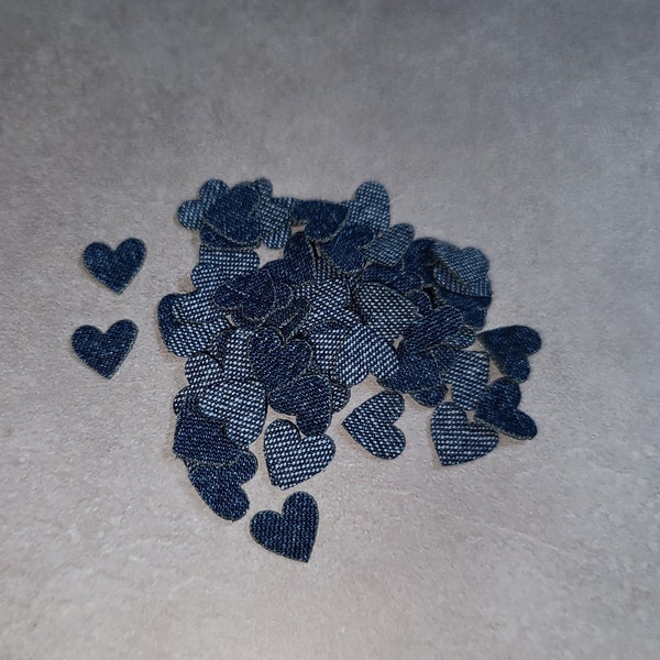 Recycled Denim Confetti Hearts , Wedding Decorations, Shabby Chic, Junk Journals Embellishment, Journal Decor, Small Craft Projects Supplies