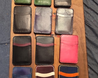 Op maat gemaakte handgemaakte leren portemonnee – geldclip en kaarthouder