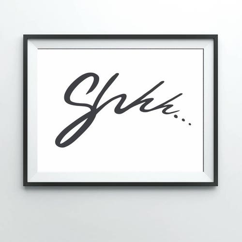 Bedroom Wall Art shh... Typographical Print Etsy UK
