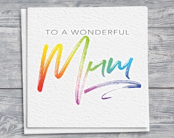 Tarjeta del Día de la Madre Rainbow Mum: Arte en acuarela