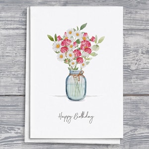 April Blumengeburtstagskarte, Von Floriographie inspirierte Grußkarte, Botanische Geburtstagskarte, Einzigartige Geschenkkarte