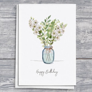 Bloemenverjaardagskaart mei, op floriografie geïnspireerde wenskaart, botanische verjaardagskaart, unieke cadeaukaart