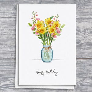 März Blumen Geburtstagskarte, Von Floriographie inspirierte Grußkarten, Botanische Geburtstagskarte, Einzigartige Geschenkkarte