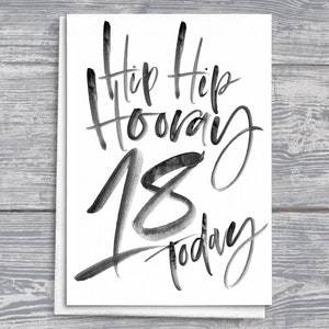 18th Birthday Card "Hip hip hooray 18 today" | Greetings Card | Available in Other Colors