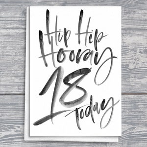 Carte d'anniversaire 18e « Hip hip hourra 18 aujourd'hui » | Carte de vœux | Disponible dans d'autres couleurs