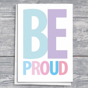 Tarjeta inspiradora "Esté orgulloso", tarjeta de felicitación de aliento, cita motivacional, afirmación positiva