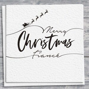 Biglietto di Natale personalizzato per fidanzato, slitta di Babbo Natale quadrata disegnata a mano, regalo festivo