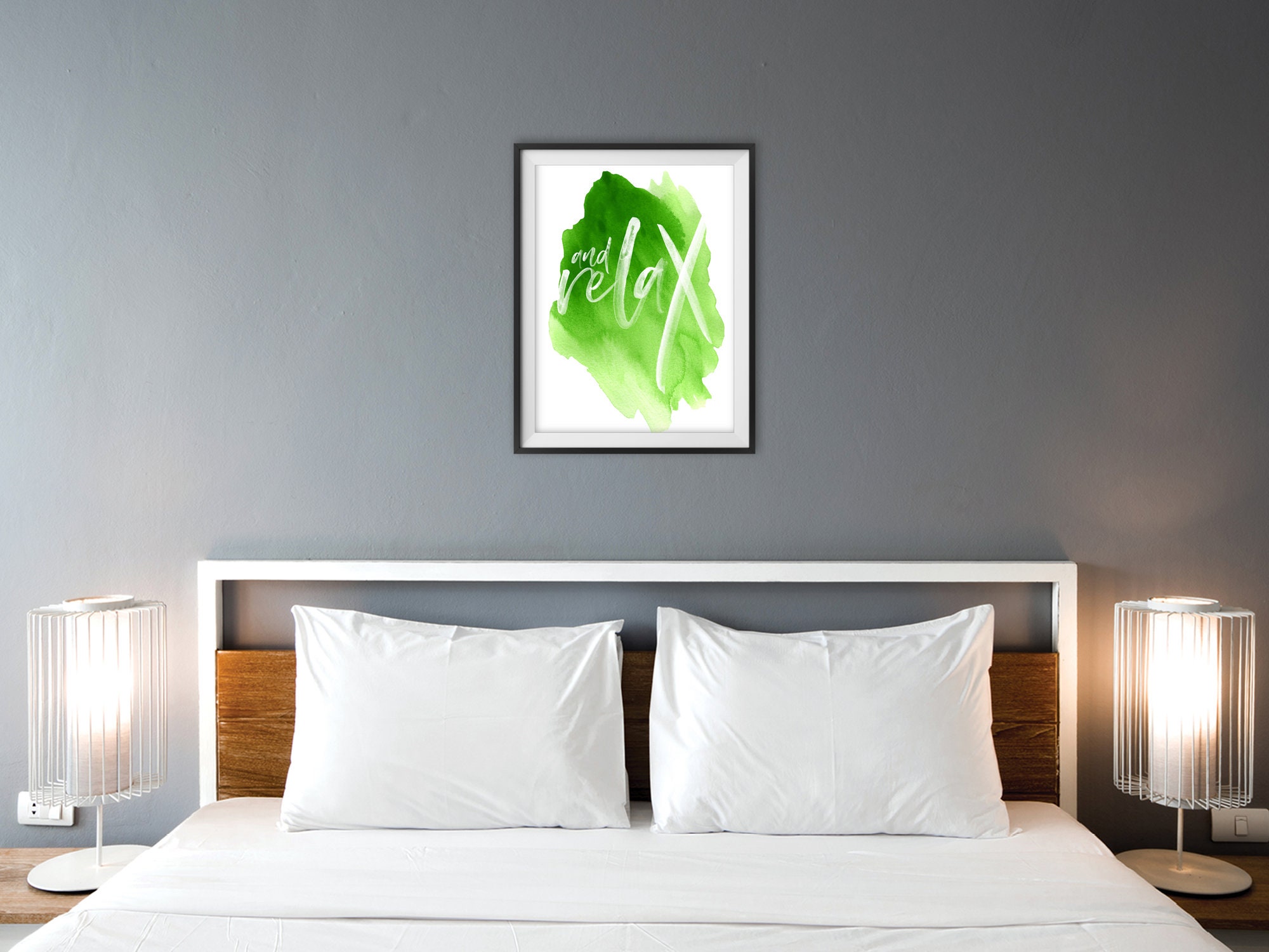 Green Bathroom wall art and Relax in un font in | Etsy
