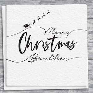 Brother Weihnachtskarte, handgezeichnetes personalisiertes Scripty Square, Weihnachtsmanns Schlitten & Rentier, festlicher Gruß