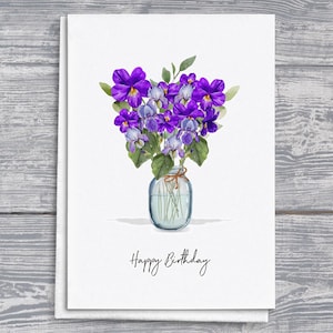 Februar Blumen Geburtstagskarte, Von Floriographie Inspirierte Grußkarte, Botanische Geburtstagskarte, Einzigartige Geschenkkarte