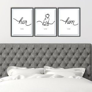 Typography Hand Drawn Dog Print, Bespoke Triple Artwork, Custom Pet Gift, Unique Wall Decor image 7