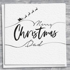 Papa Weihnachtskarte, Handgezeichnete personalisierte Santa Schlitten Rentier Quadrat Urlaub Gruß