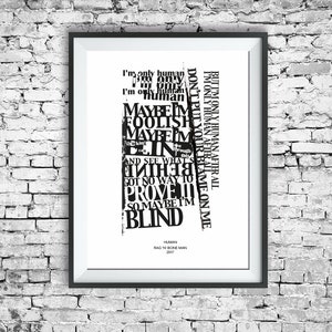Typographical Rag &#39;n&#39; Bone Man Lyrics Print, Music Wall Art, Lyrical Typography, Song Lyrics Decor, Unique Gift