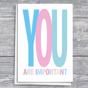Carte de vœux inspirante, carte You Are Important, cadeau d’encouragement, message de motivation, cadeau pour les proches