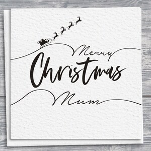 Mama Weihnachtskarte, Hand gezeichneter Weihnachtsschlitten-Ren, personalisierter quadratischer Weihnachtsgruß