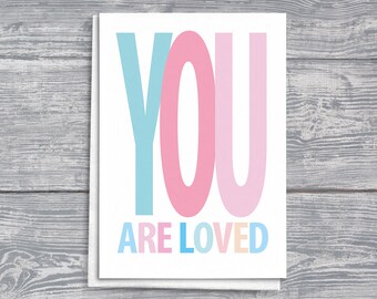 Tarjeta de felicitación "Eres amado": Nota inspiradora A5