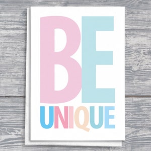 Carte inspirante Soyez unique, Carte de voeux motivante, Cadeau d'encouragement, Message positif, Design unique