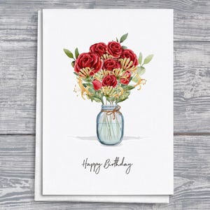6 月の花の誕生日カード、花の絵にインスパイアされたグリーティング カード、植物の誕生日カード、ユニークなギフト カード