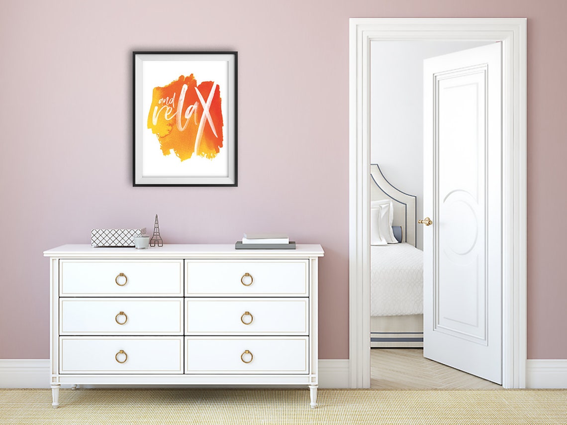 Orange Bathroom wall art and Relax orange water Etsy