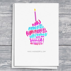 Biglietto di auguri personalizzato con unicorno "Buon compleanno a te", formato A5