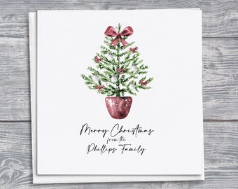 Tarjeta de Navidad con acuarela: saludo navideño personalizado