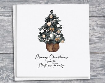 Tarjeta de Navidad personalizada con acuarela: saludo festivo