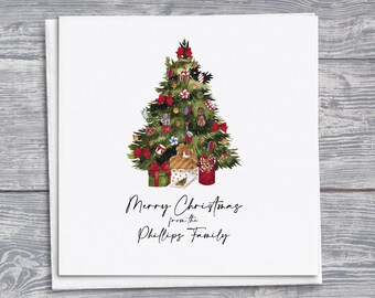 Tarjeta de Navidad con acuarela: saludo festivo personalizado