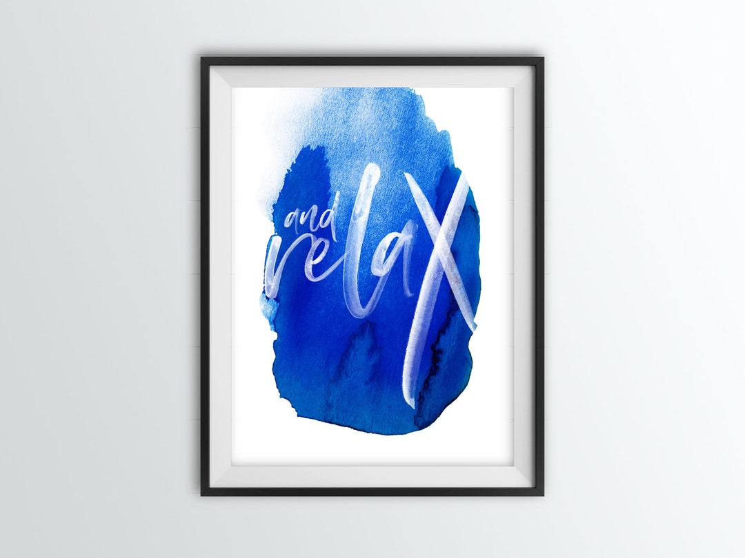 Blue and White Bathroom Wall Art and Relax a Water Etsy