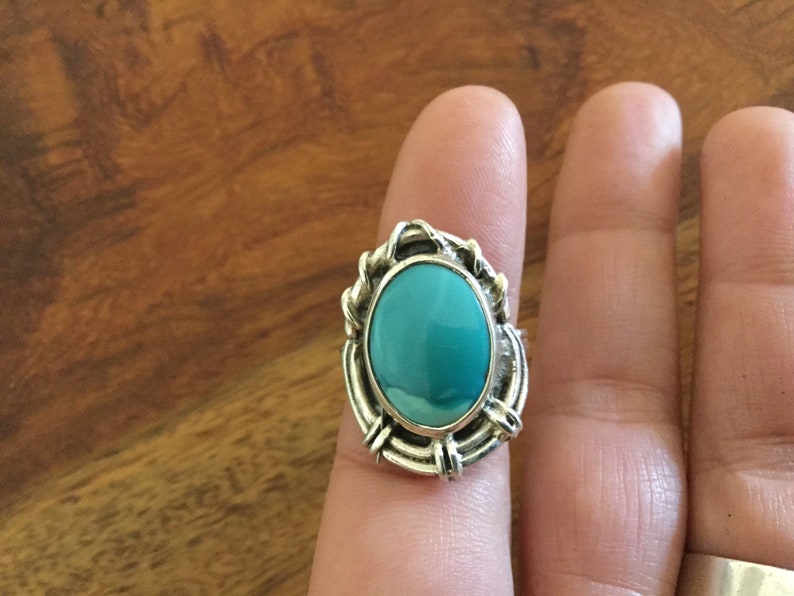Silver ring and Larimar