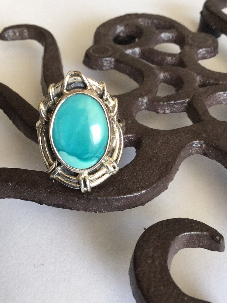 Silver ring and Larimar