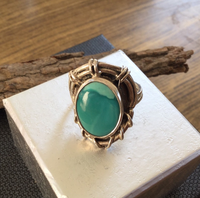 Silver ring and Larimar