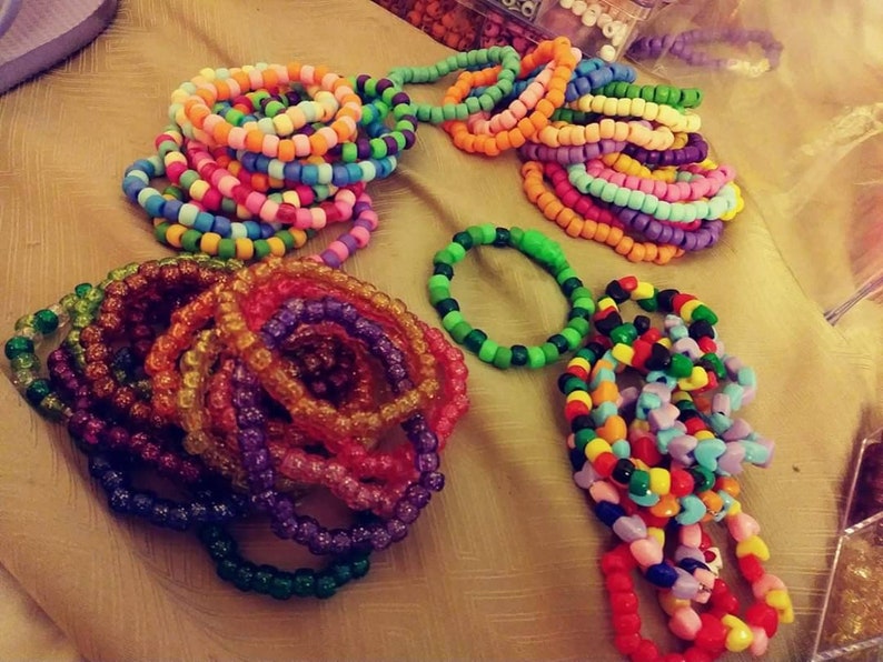 50 Kandi Bracelets Edc Edm Plur Stretch Cord Beaded Mystery Etsy