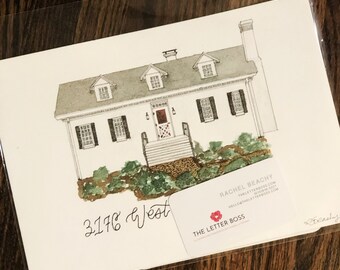 Custom house portrait, family portrait, first anniversary gift, handpainted watercolor, realtor gift, housewarming gift