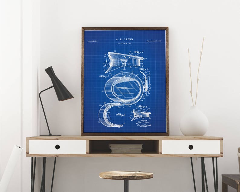 Law enforcement hat patent print artwork - Typical printable patent poster art drawing - Instantaneous Electronic obtain - Wall artwork decor - Blueprint picture about Printable Police Hat titled Law enforcement hat patent print artwork - Typical printable patent poster art drawing - Fast Electronic obtain - Wall artwork decor - Blueprint