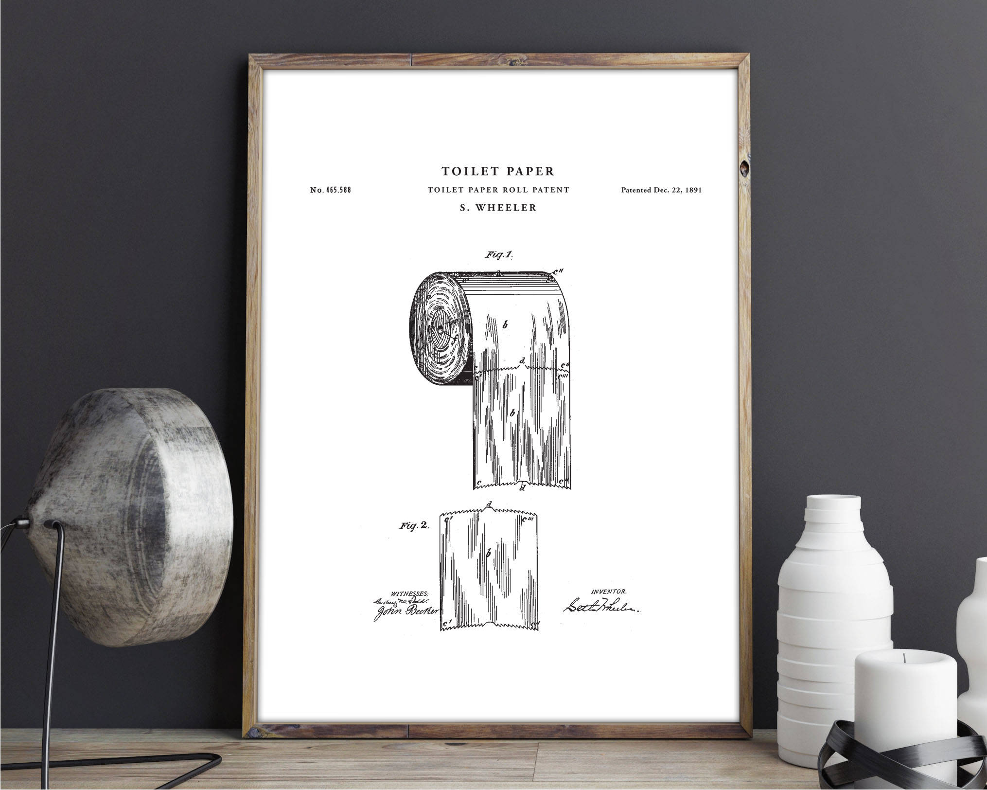 Toilet paper patent print art Vintage printable patent Etsy