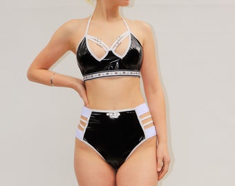 Shine Like a Diamond, Festival Clothing, 2 Piece Set, Festival Set, PVC Set, Burning Man Clothing Women, Rave Outfit, FREE SHIPPING